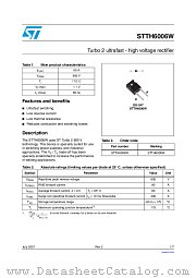 STTH6006W datasheet pdf ST Microelectronics