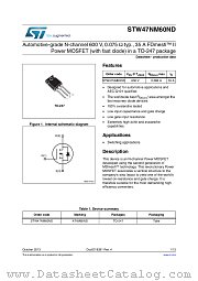STW47NM60ND datasheet pdf ST Microelectronics