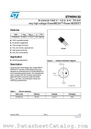 STW9N150 datasheet pdf ST Microelectronics