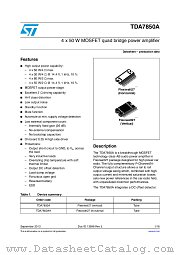 TDA7850A datasheet pdf ST Microelectronics