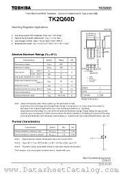 TK2Q60D datasheet pdf TOSHIBA