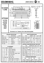OD-DM1601C datasheet pdf Orient Display