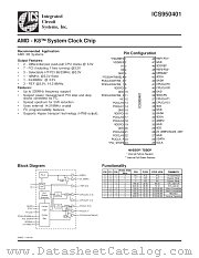 ICS950401 datasheet pdf Integrated Circuit Systems