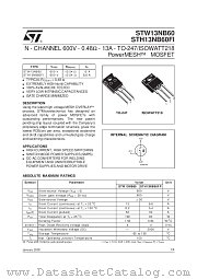 STH13NB60 datasheet pdf ST Microelectronics