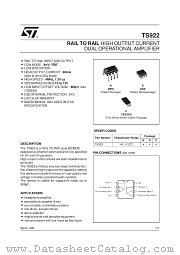 TS922I datasheet pdf ST Microelectronics