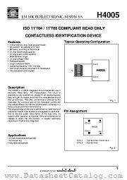 H4005 datasheet pdf EM Microelectronic-Marin SA