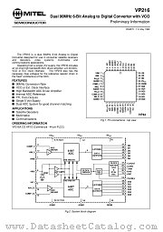 VP216ACGHP1S datasheet pdf Mitel Semiconductor