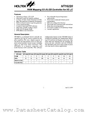 HT16220 datasheet pdf Holtek Semiconductor
