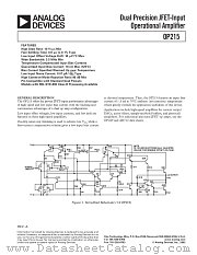 OP215BRCMDA datasheet pdf Analog Devices