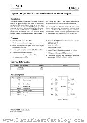 U840B datasheet pdf TEMIC