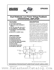 OPA2650E datasheet pdf Burr Brown