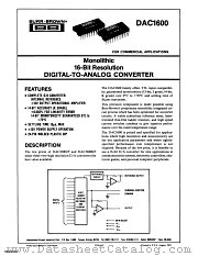 DAC1600KP-V datasheet pdf Burr Brown