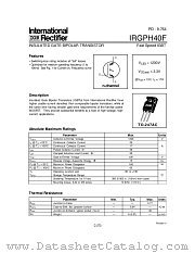 IRGPH40 datasheet pdf International Rectifier