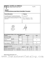 AO3407 datasheet pdf Alpha & Omega Semiconductor