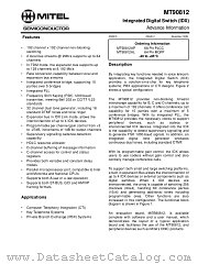 MT90812AP datasheet pdf Mitel Semiconductor