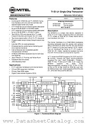MT9074AL datasheet pdf Mitel Semiconductor