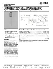 OP803 datasheet pdf Optek Technology