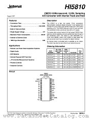 HI5810 datasheet pdf Intersil