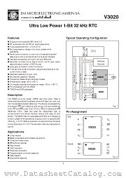 V3020 datasheet pdf EM Microelectronic-Marin SA
