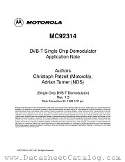 MC92314 datasheet pdf Motorola