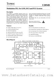 U2894B-AFSG3 datasheet pdf TEMIC